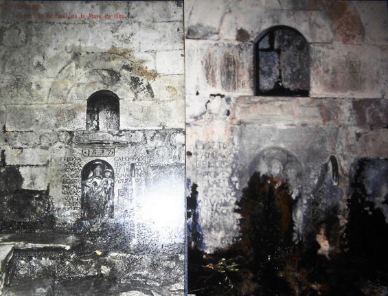 Comparació : Font  fa 100 anys (Foto esquerra) i Estat actual (Foto dreta)